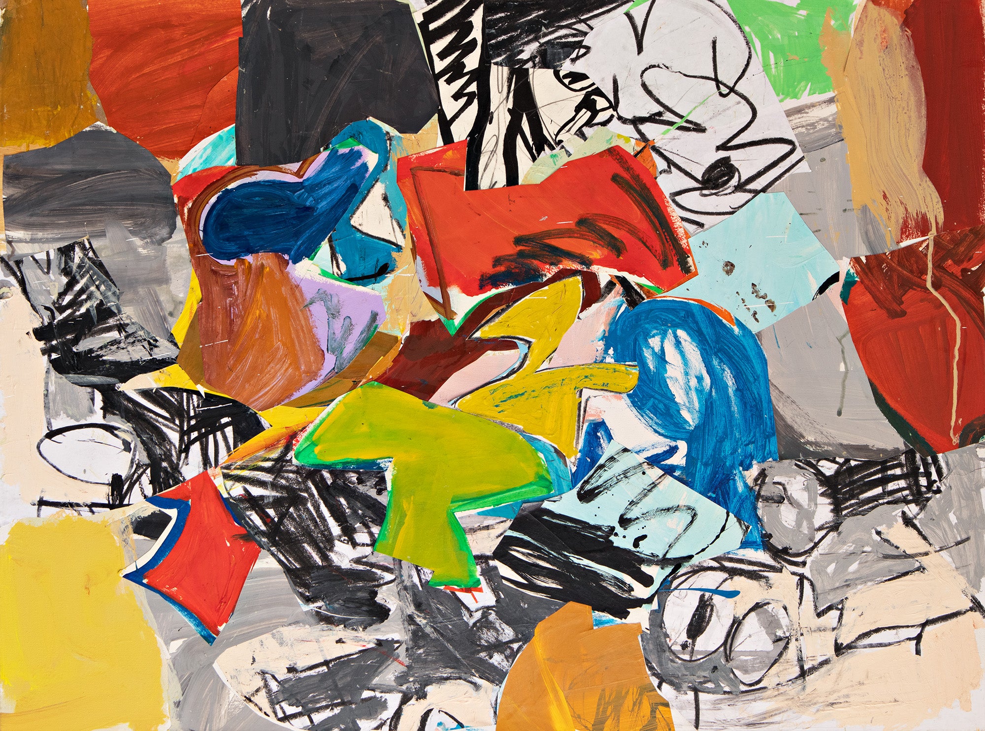 Original mixed-media abstract collage painting by Ethan Newman